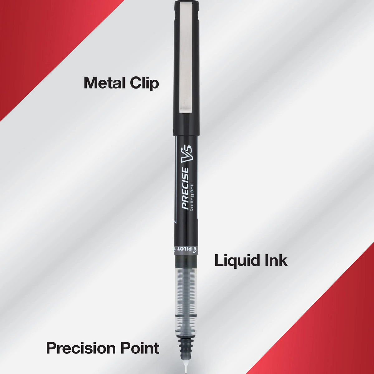 PILOT Precise V5 Capped Rollerball Pens, Assorted Colors, Pack of 10