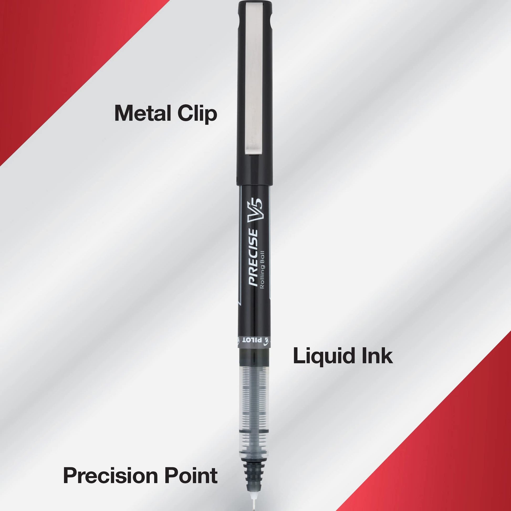 PILOT Precise V5 Capped Rollerball Pens, Assorted Colors, Pack of 10