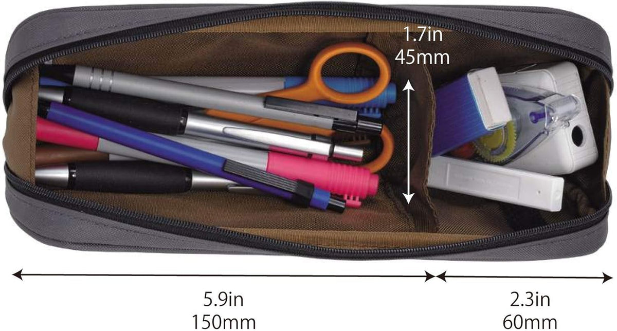 LIHIT LAB Large Capacity Zipper Long Pencil Case For School Office College, Big Capacity Pencil Bag