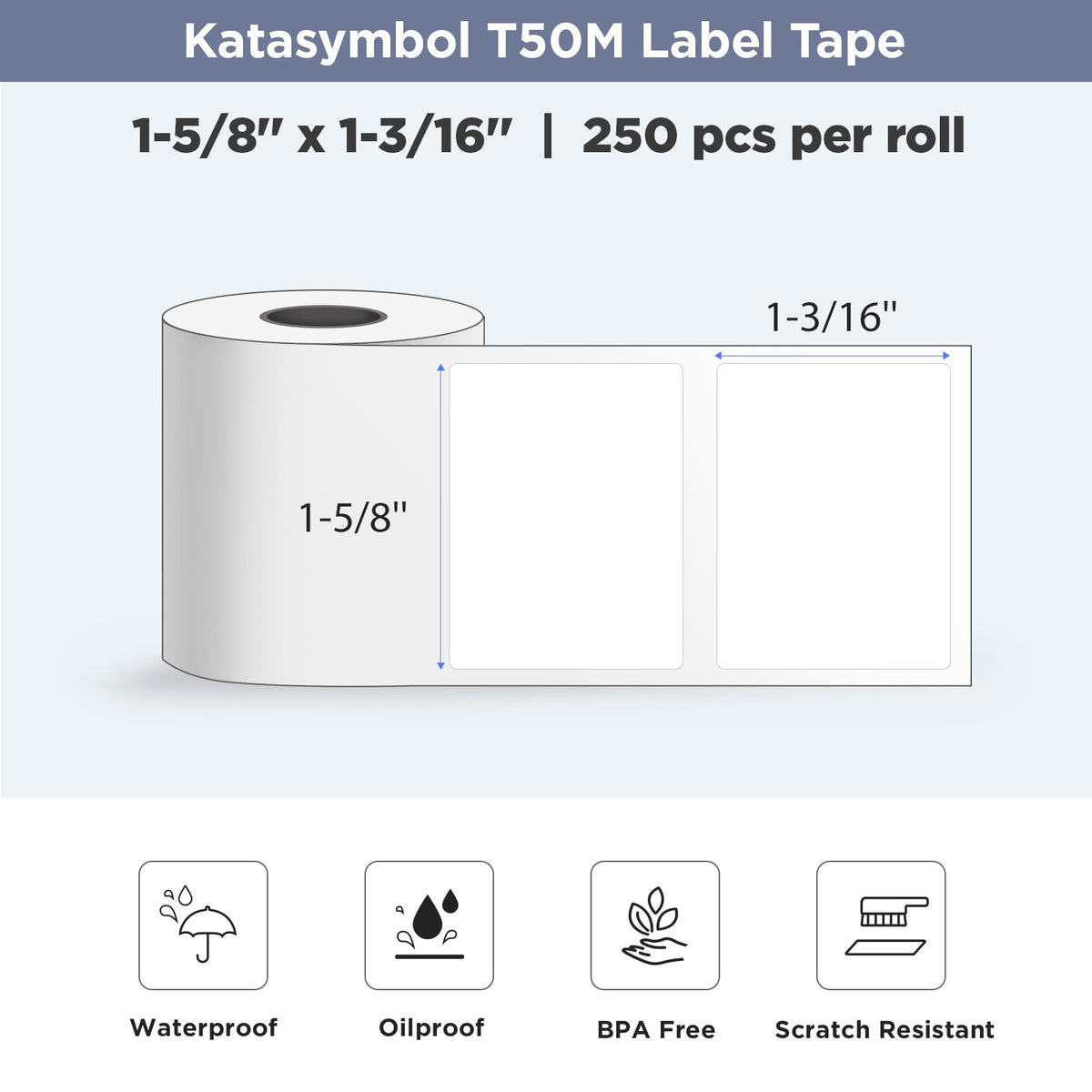 SUPVAN T50M Series Label Maker Tape, Pack of 12 Rolls 1.57'' × 1.18'' (40mm × 30mm) 250 Labels/Roll