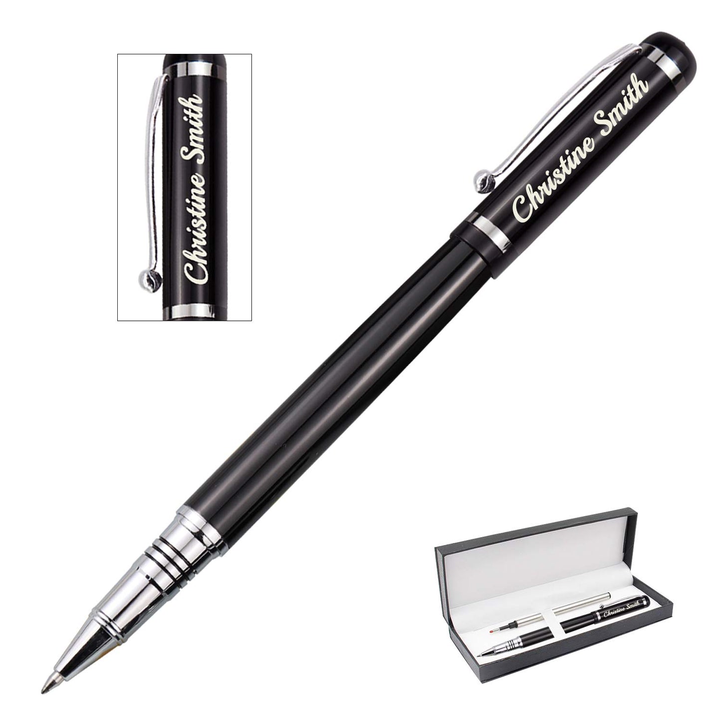 Amlion Personalized Pens Custom Engraved Pen with Name, Refillable Medium Refill, Personalized