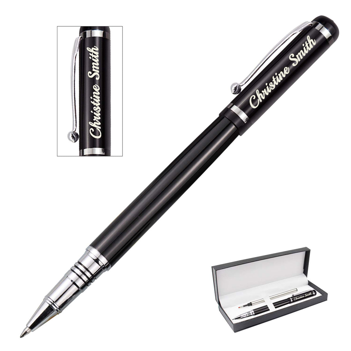Amlion Personalized Pens Custom Engraved Pen with Name, Refillable Medium Refill, Personalized