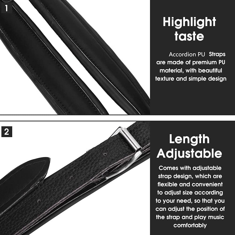 Padded Adjustable Bass Strap, Comfortable PU Shoulder Strap for Electric and Acoustic Bass
