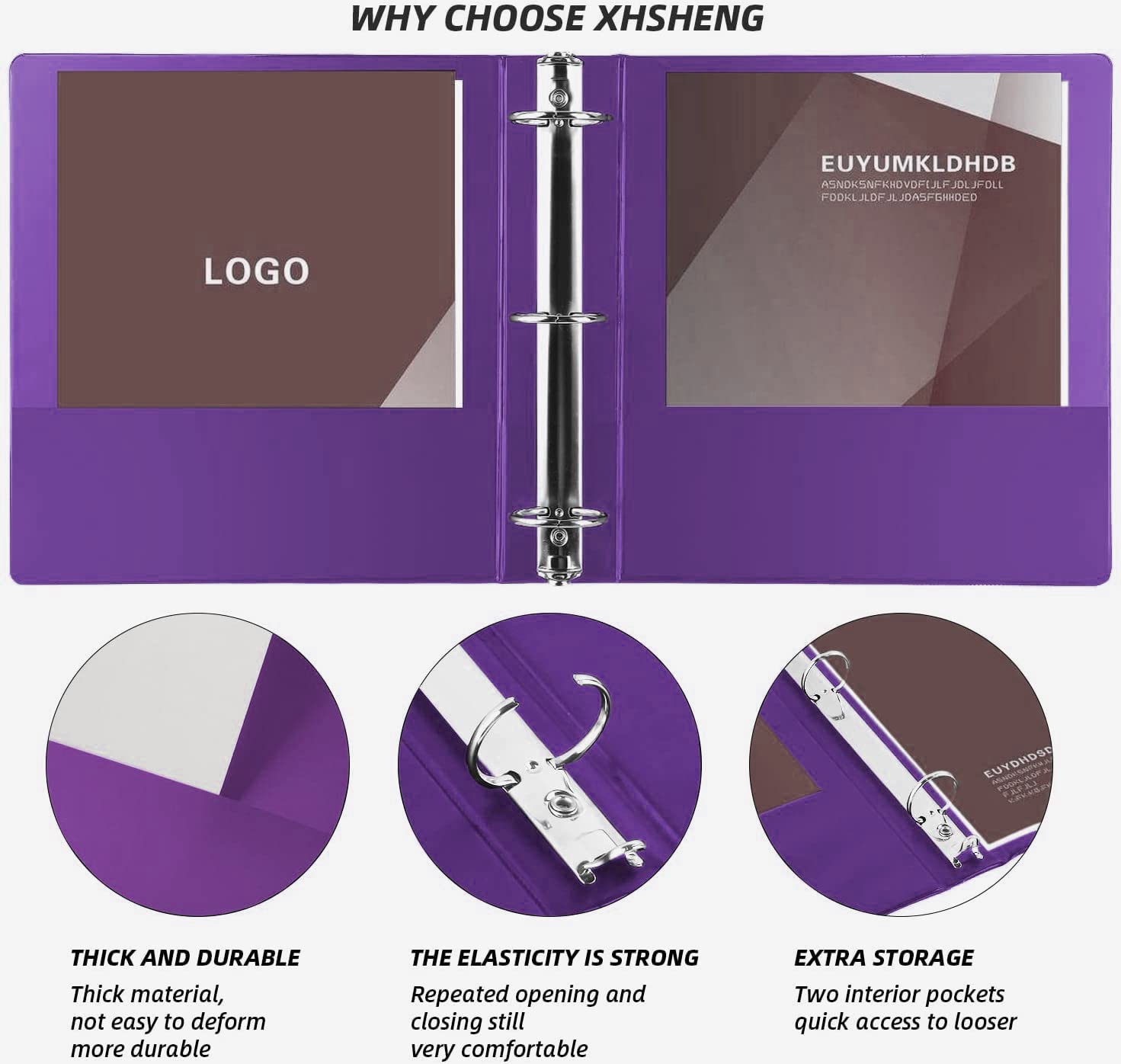 2 Inch 3 Ring Binders,Multicolor Customizable Round Ring Binder for