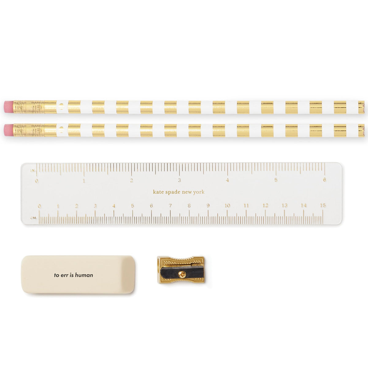 kate spade new york Pen and Pencil Case with Office Supplies, Zip Pouch Includes 2 Pencils
