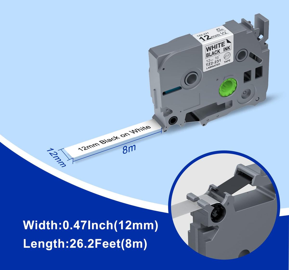 P puty 5-Compatible with Brother Label Maker Tape Laminated White 12mm 0.47