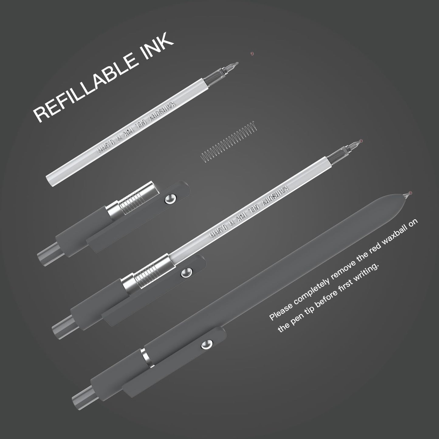 Kairsory Gel Pens,0.5mm Fine Point Tip,Quick Drying Ink, Aesthetic Cute Office School Supplies