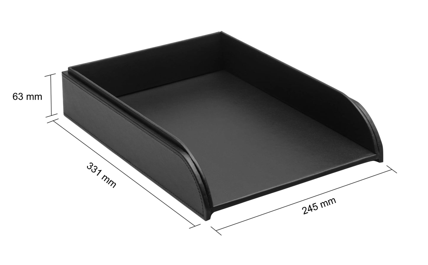 Osco Faux Leather Letter Tray - Black