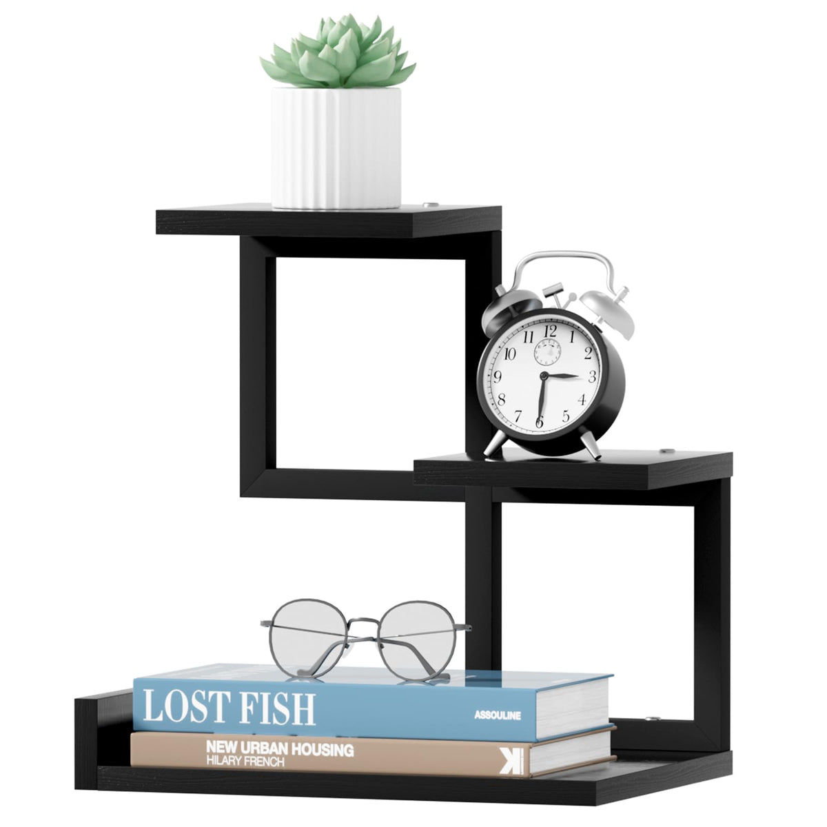 Gannyfer Desk Shelf Organizer - Wood Desktop Shelf, Freestanding Desk Hutch Office Decor, 3 Tier