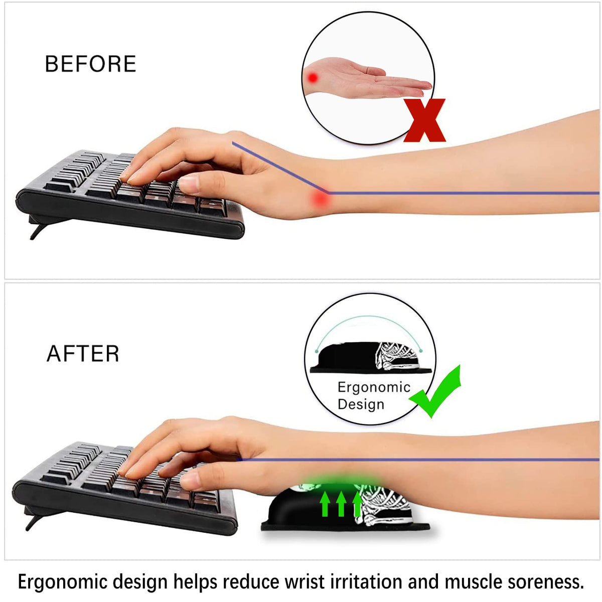 ArtSo Mouse Pad Keyboard Wrist Rest Support Ergonomic, Upgraded Cushion Mousepad Gel Memory Foam