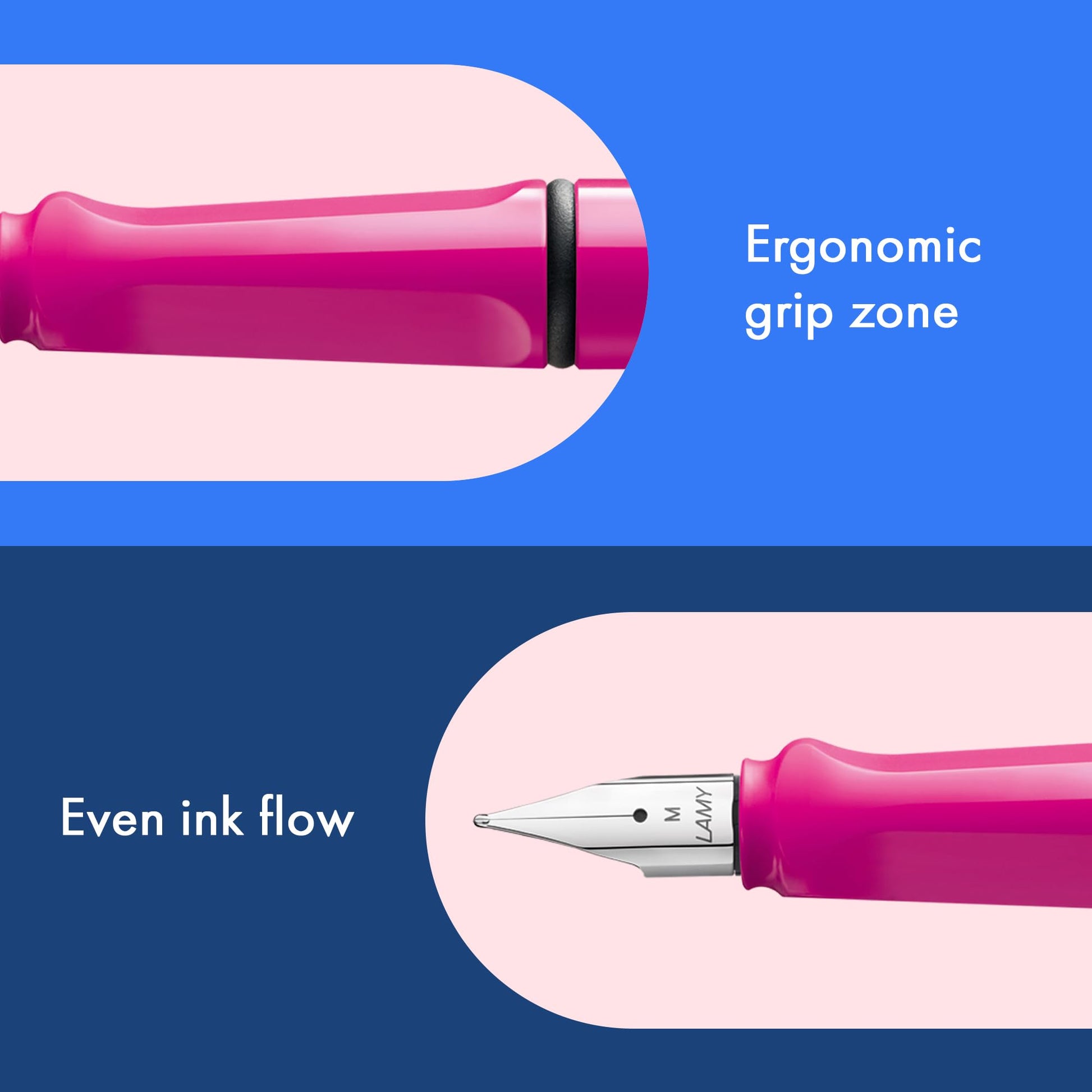 LAMY safari pink - Fountain Pen with ergonomic grip & polished steel nib in size F - ideal for any