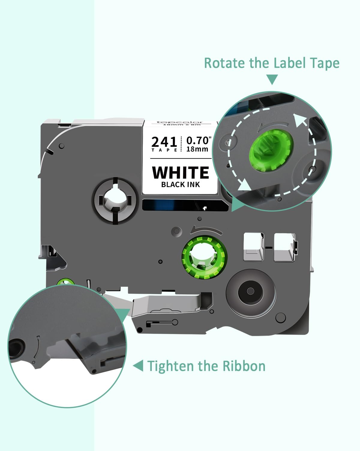 6-Pack 18mm 0.7 Laminated Color Tape Compatible for Brother Label Tape 18mm