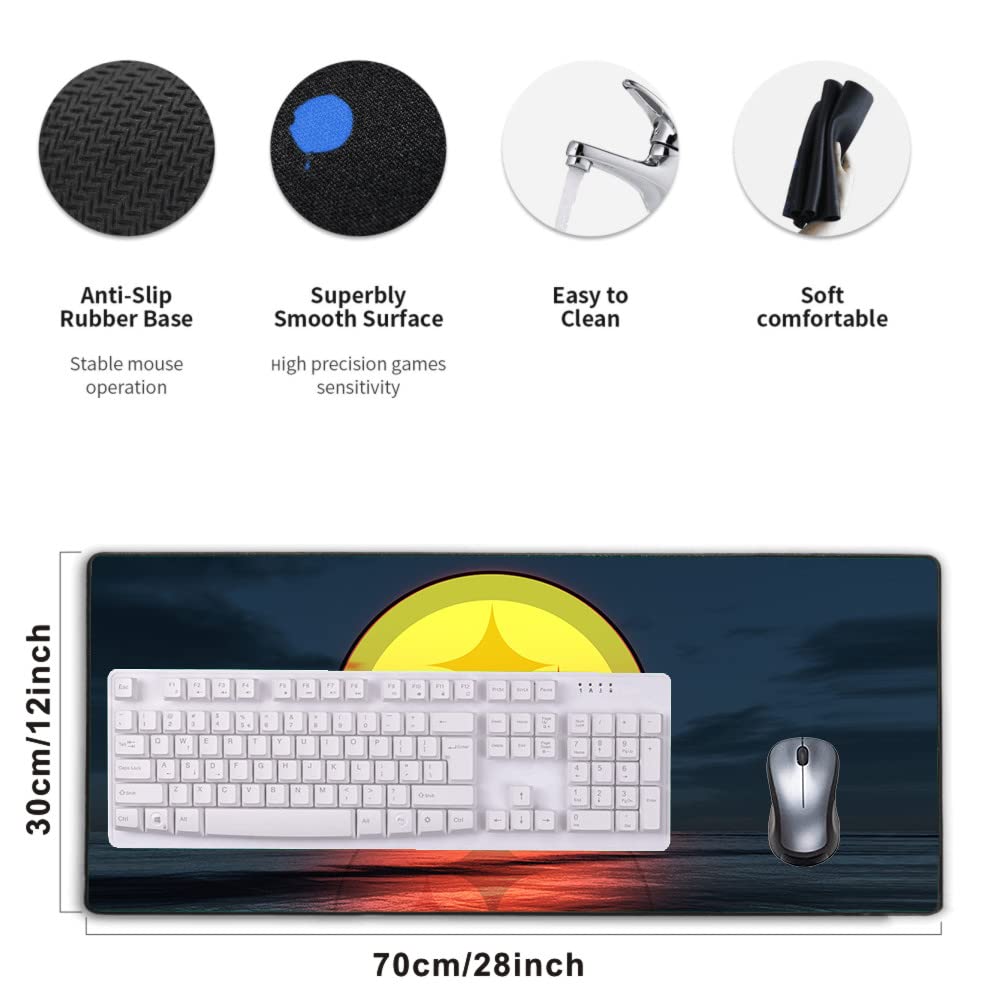 Large Gaming Mouse Pad,Stitched Edges Extended Mousepad with Non-Slip Rubber Base for Laptop