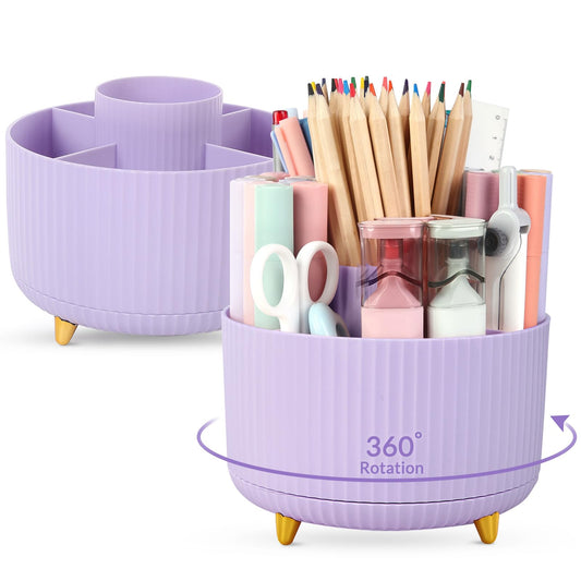 SKYDUE 2 Pack Pen Holder, 360 Degree Rotating Pencil Holder for Desk Organizer, Rotating Desktop