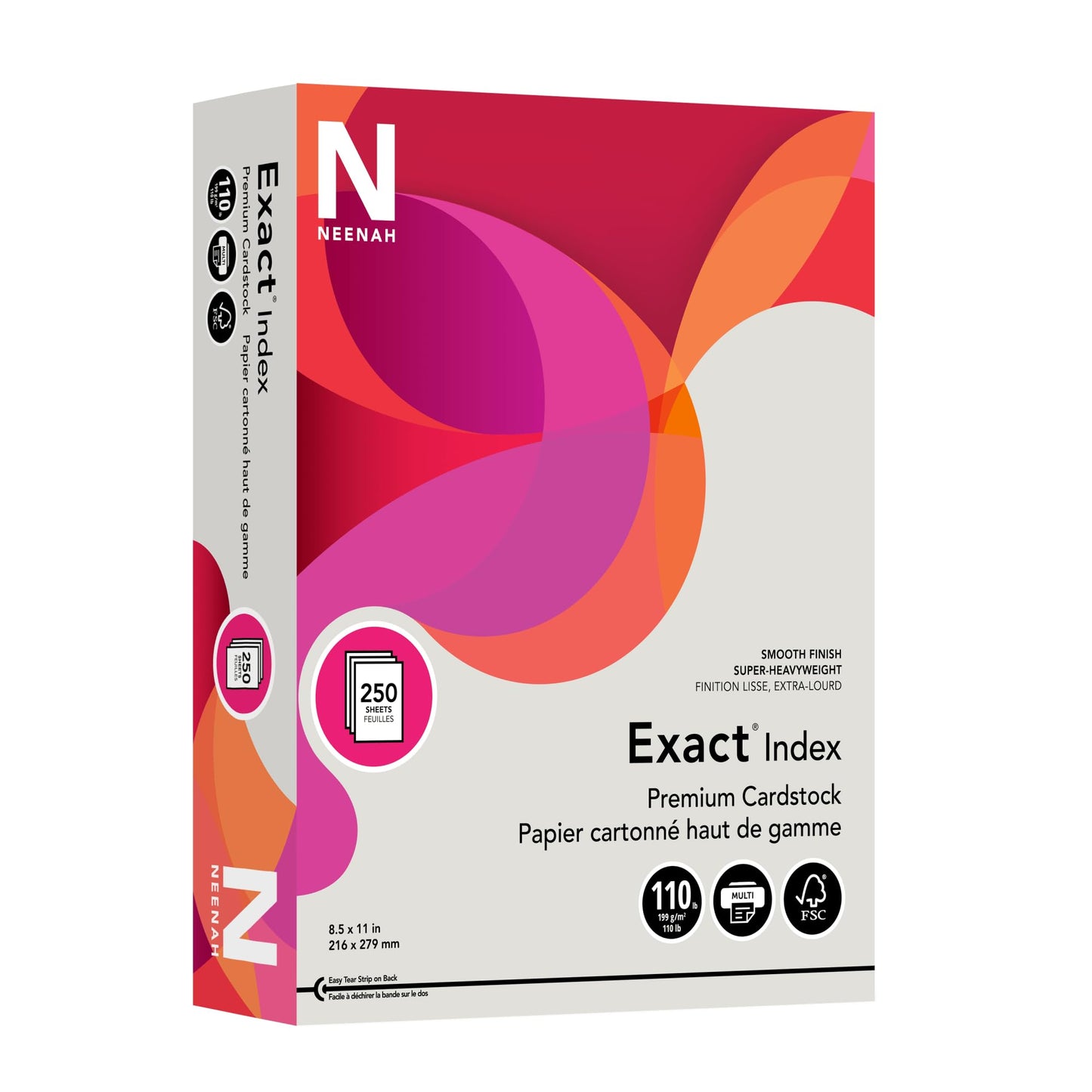 Neenah Paper Exact Index Card Stock, 110 lb Index Weight, 8.5 x 11, Gray, 250/Pack