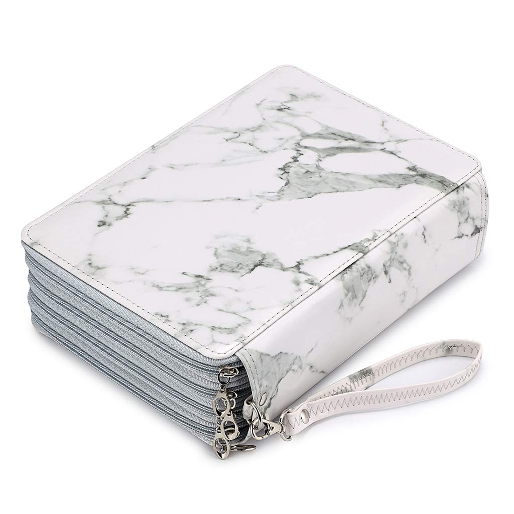 BTSKY 200 Slots Colored Pencil Organizer - Deluxe PU Leather Pencil Case