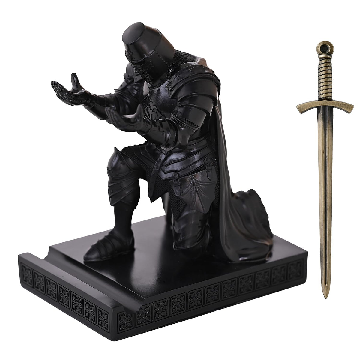 Medieval Templar Vanguard Officer Knight Pen Holder Desk Organizers Black