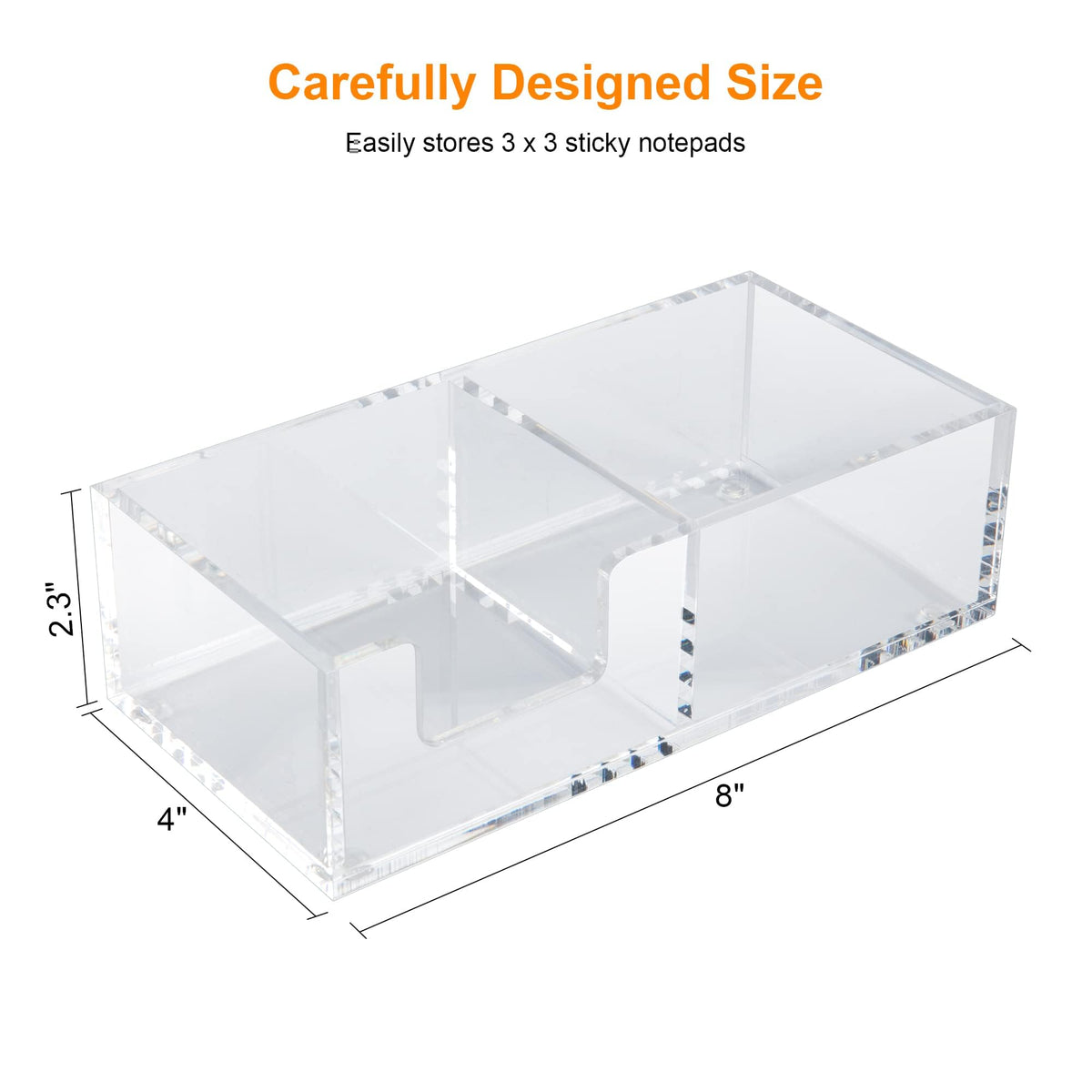 Dealpoli Acrylic 2in1 Sticky Note Holder Desk Organizer for 3"X3" Memo