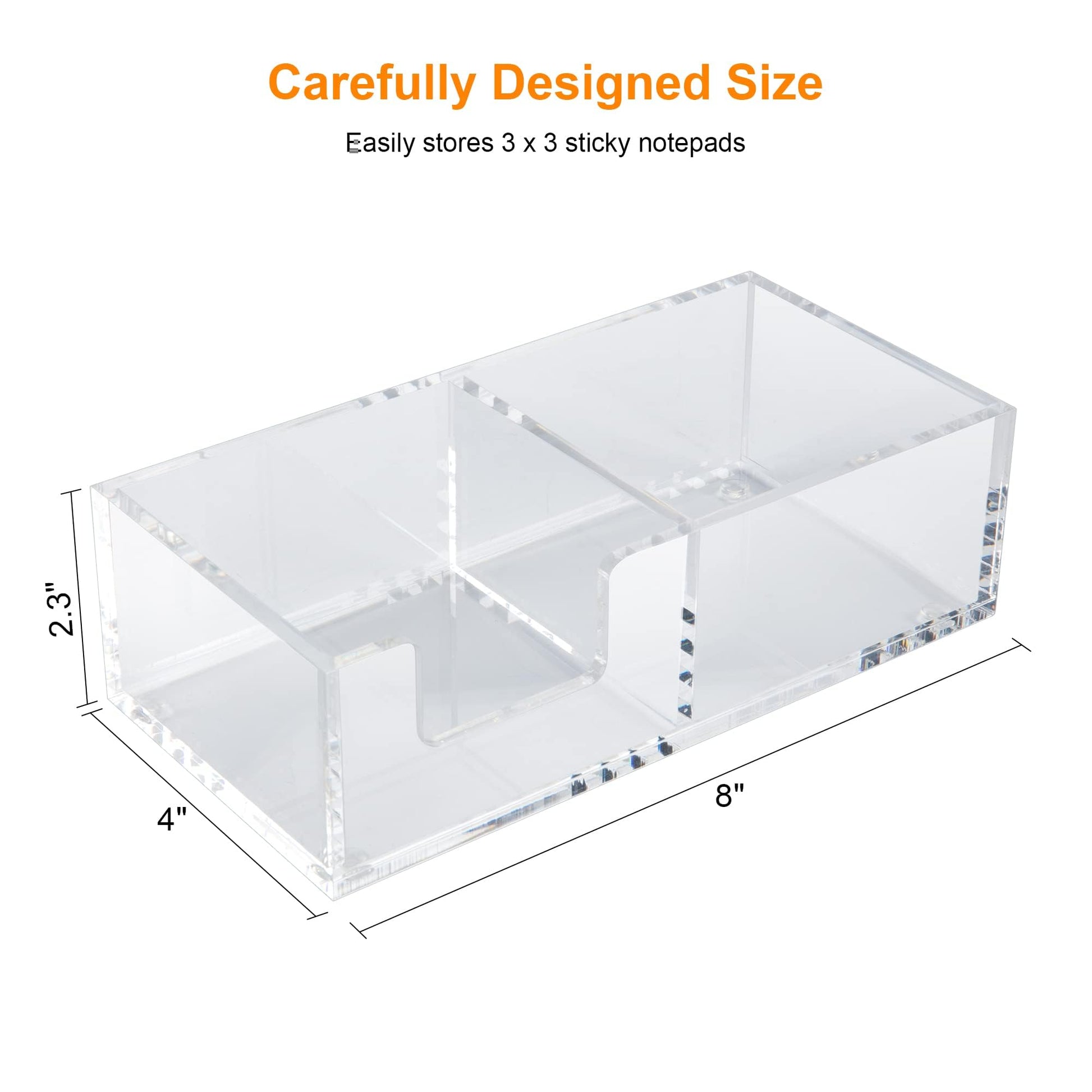 Dealpoli Acrylic 2in1 Sticky Note Holder Desk Organizer for 3"X3" Memo