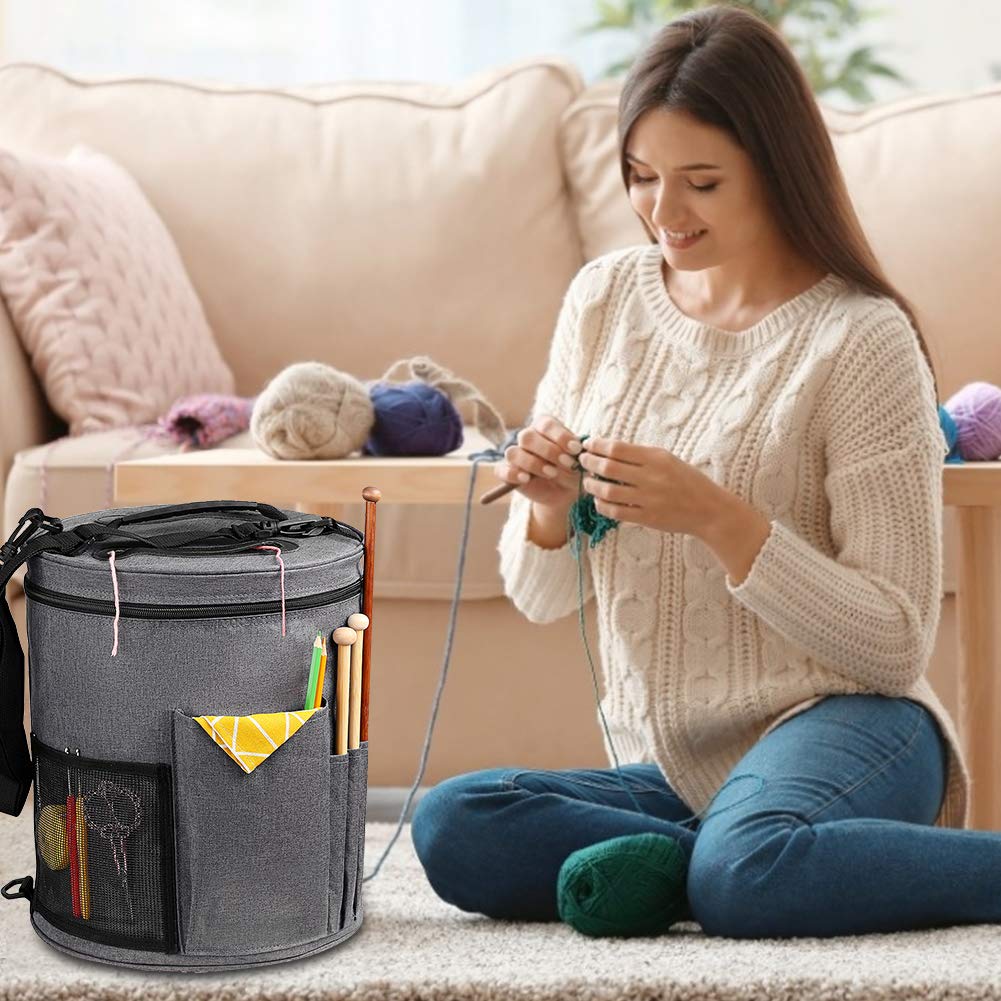 SumDirect Knitting Bag, Yarn Organizer Tote Bag Portable Storage Bag for Yarns, Carrying Projects