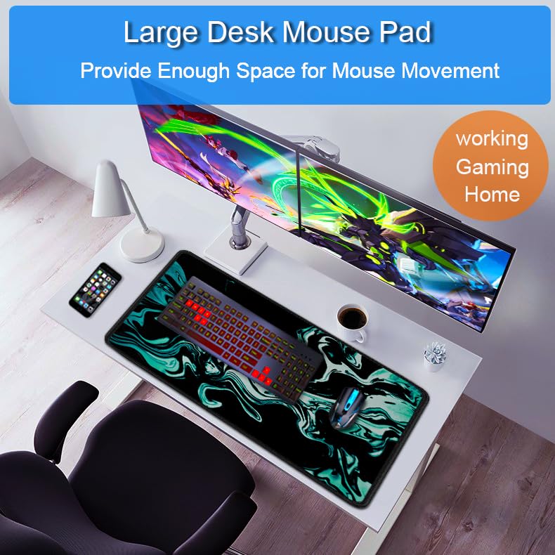 Large Mouse Pad, 31.5x15.7 inch Large Extended Computer Keyboard Mouse Mat, Water Resist Non-Slip