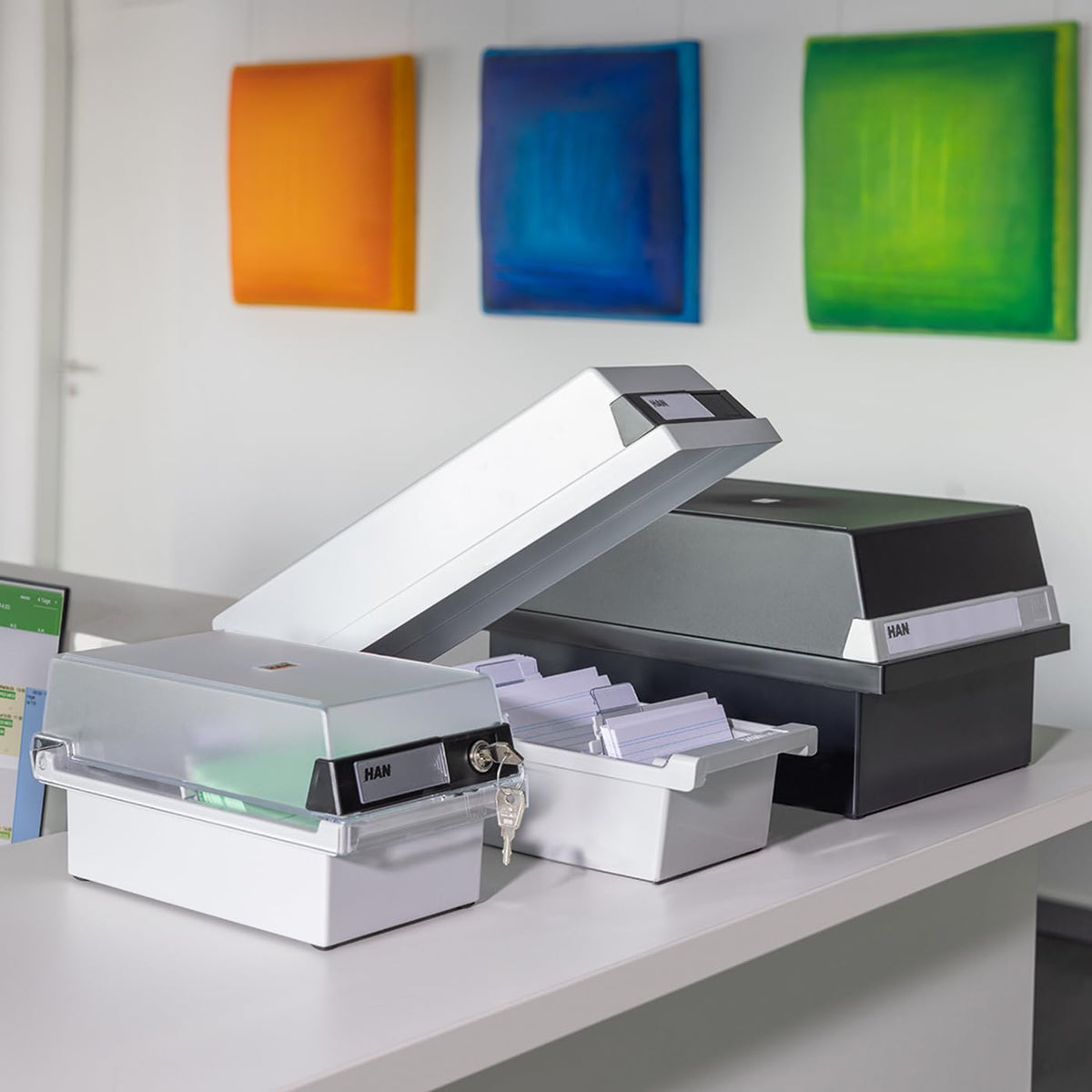 HAN 955-11, Card Filing Box A5 Landscape. Innovative, Attractive Design Holds 1,300 Cards