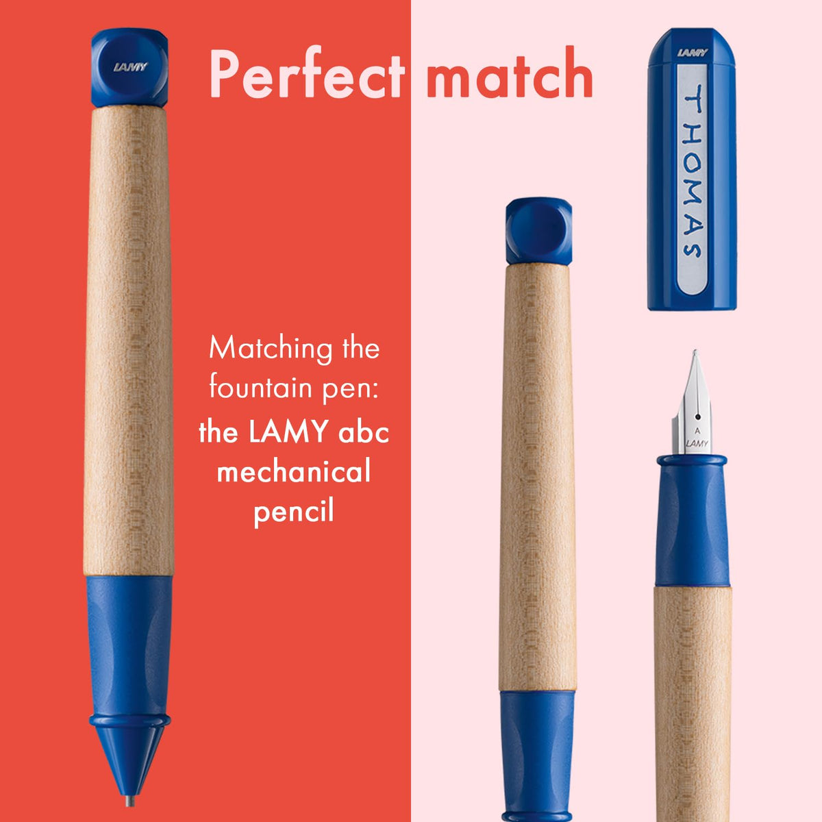 LAMY abc blue - child-friendly Fountain Pen for writing beginners with ergonomic grip & polished