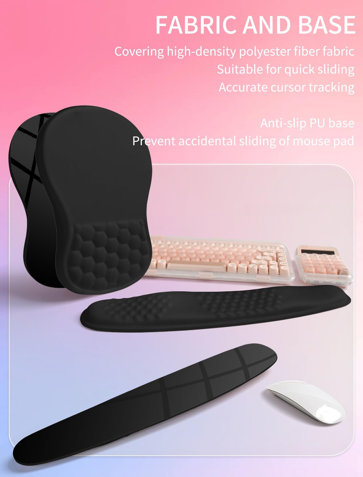 Hokafenle 2in1 Combination, Wave Keyboard Wrist Rest and Ergonomic Curvature Mouse Pad Wrist