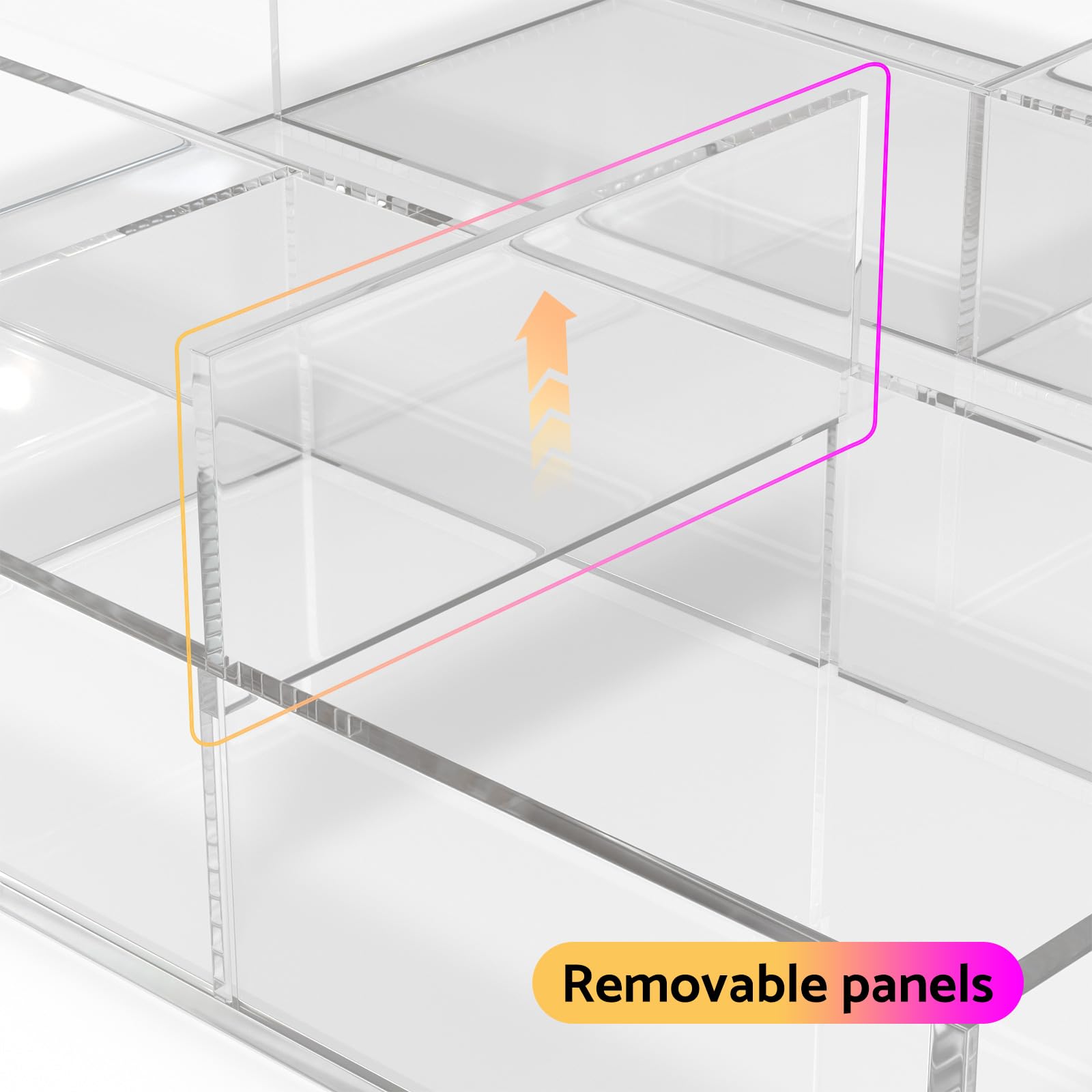 HIIMIEI Acrylic Drawer Organizer, 6 Section Clear Makeup Tray Organizer for Drawer Office