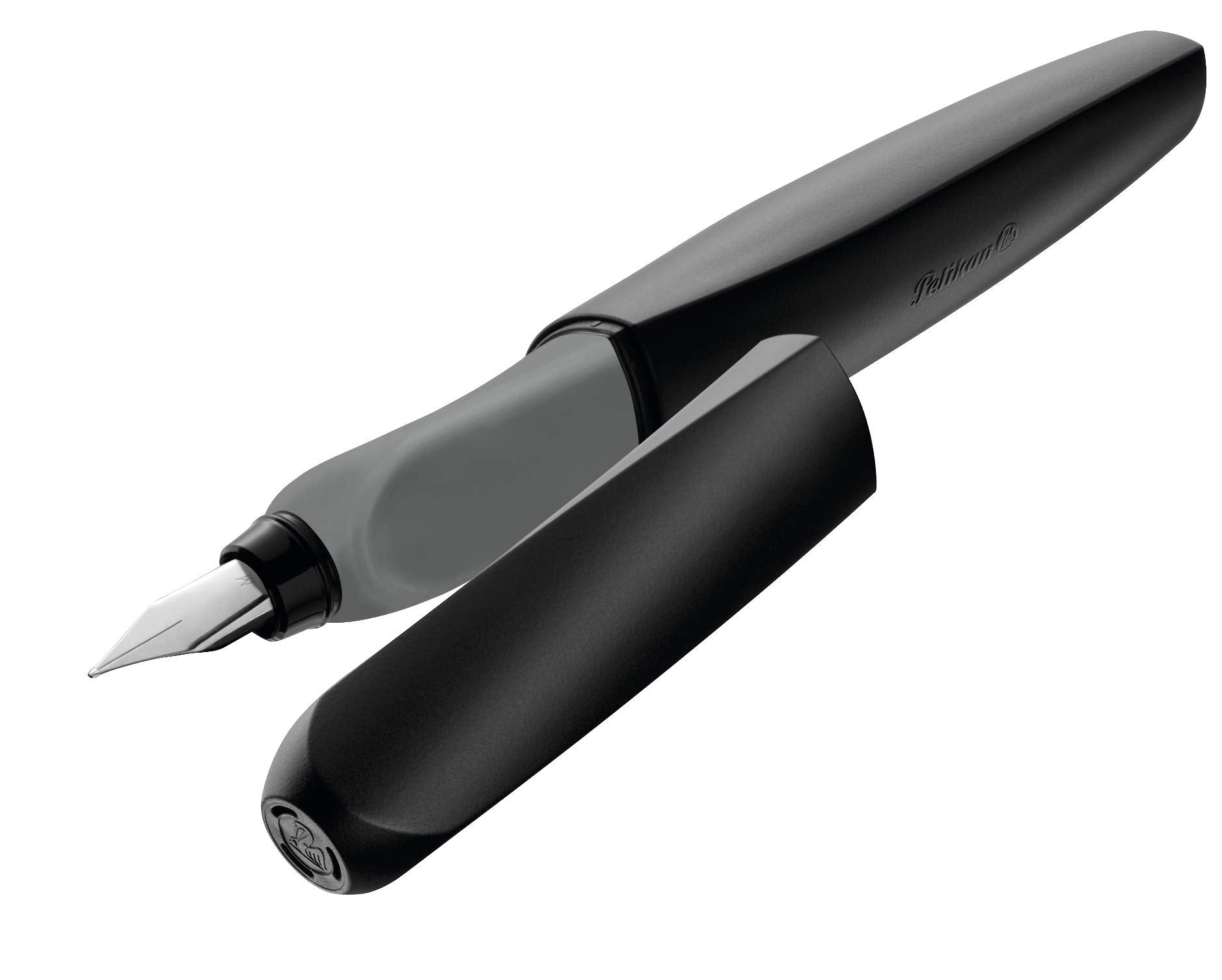Pelikan Twist Fountain Pen with 2 Ink Cartridges, Medium Nib, Black, Blister Card (946814)