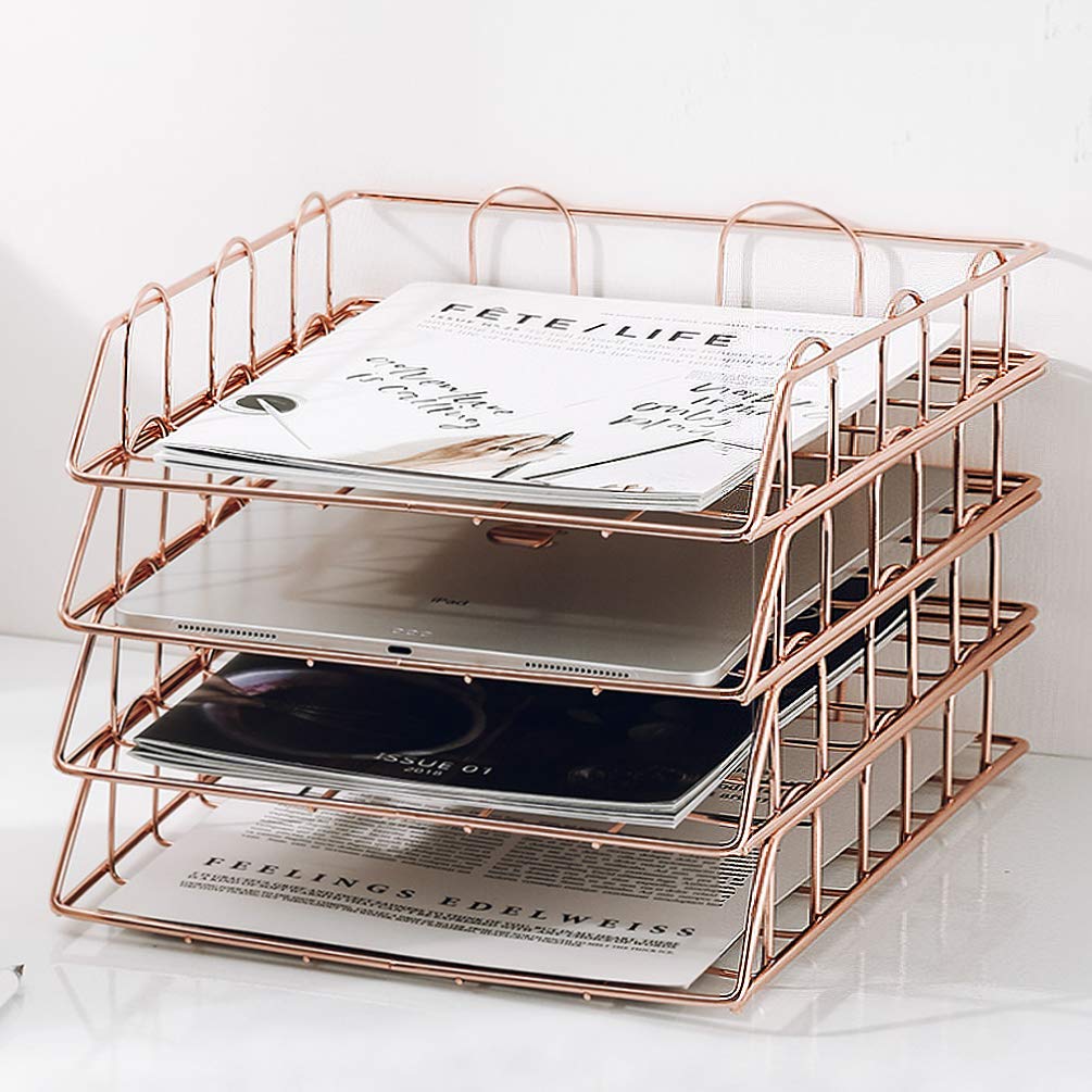 Rose 4-Tier Stackable Paper Tray Desk Organizer
