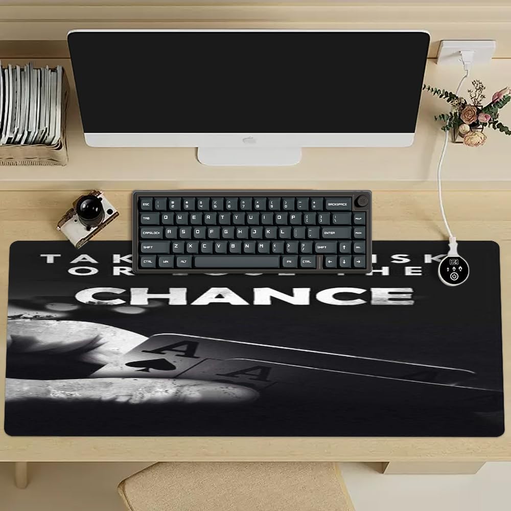 Reateforin Take The Chance Motivational Desk Mat Black,Inspirational Large Mouse Pad 31.5"x15.7"