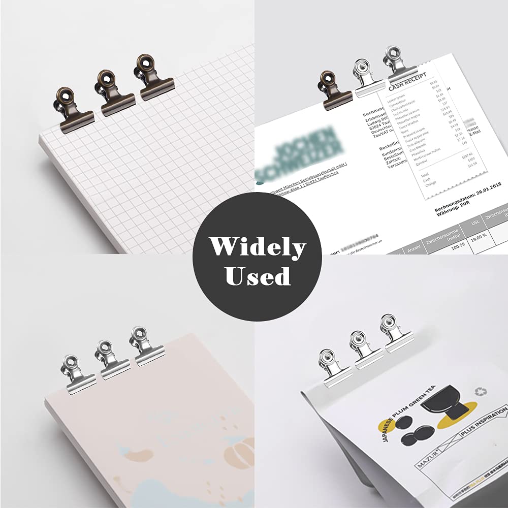 Bulldog Clips 0.86 Inch (20 mm) 30 PCS, Round Head Metal Bulldog Clips, 3 Colors (10 PCS Each)