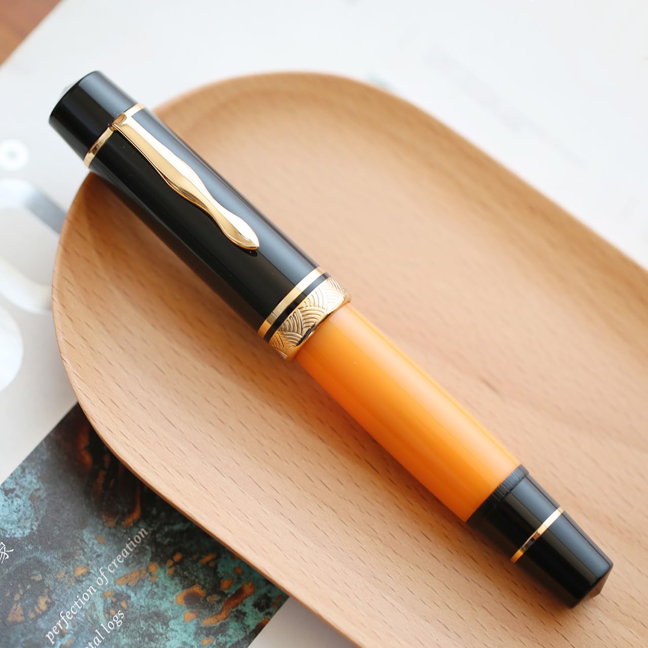 erofa Majohn P139 Piston Fountain Pen Extra Fine Nib with Box, Brass Piston System Large Capacity