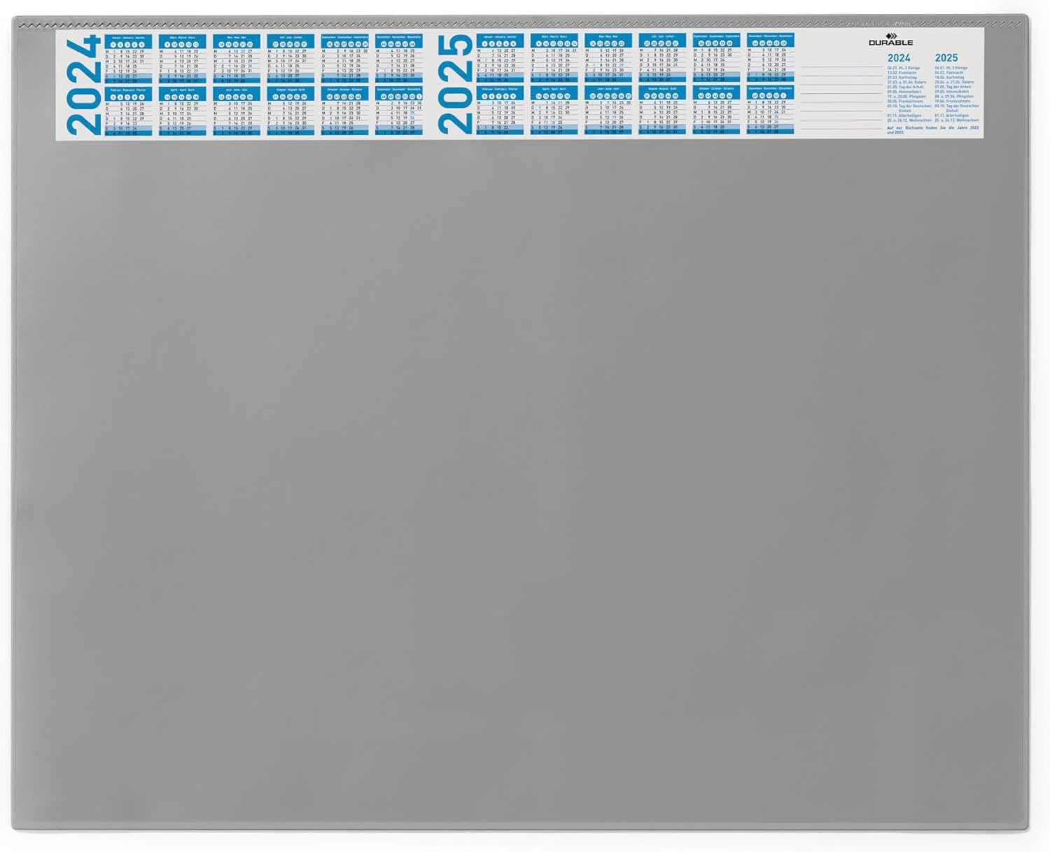 Durable Desk Mat Large with Annual Calendar and Anti-plare Overlay W650xD520mm Grey Ref 7204/10