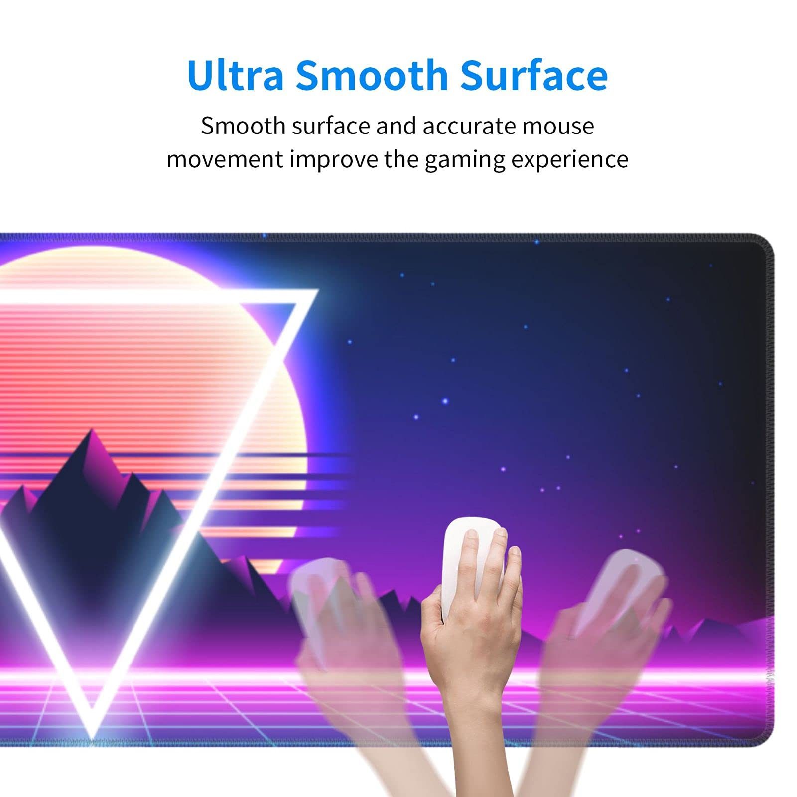 Retro Vaporwave Gaming Mouse Pad Cool Desk Mat Synthwave Neon Large XL Long Extended Pads Big