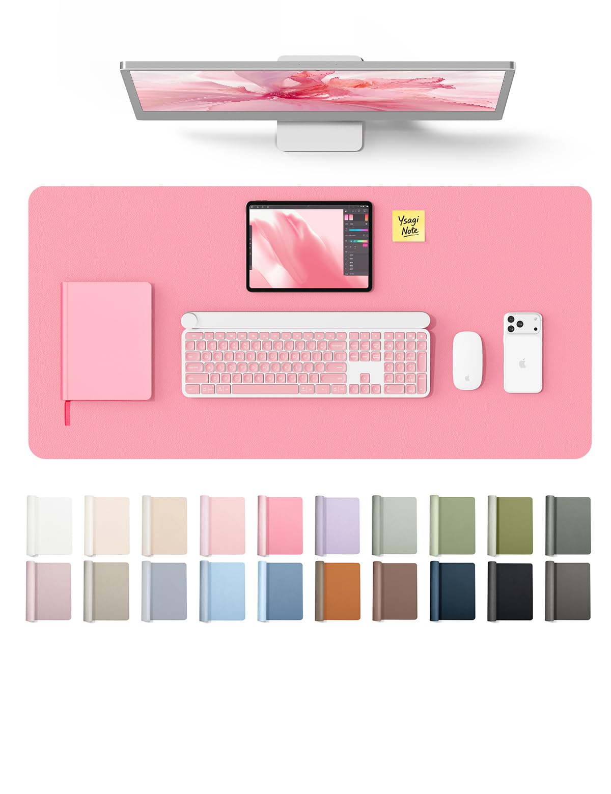 YSAGi Leather Desk Protector, Office Mat, Large Mouse Mat, Non-Slip PU Leather Blotter, Laptop Desk