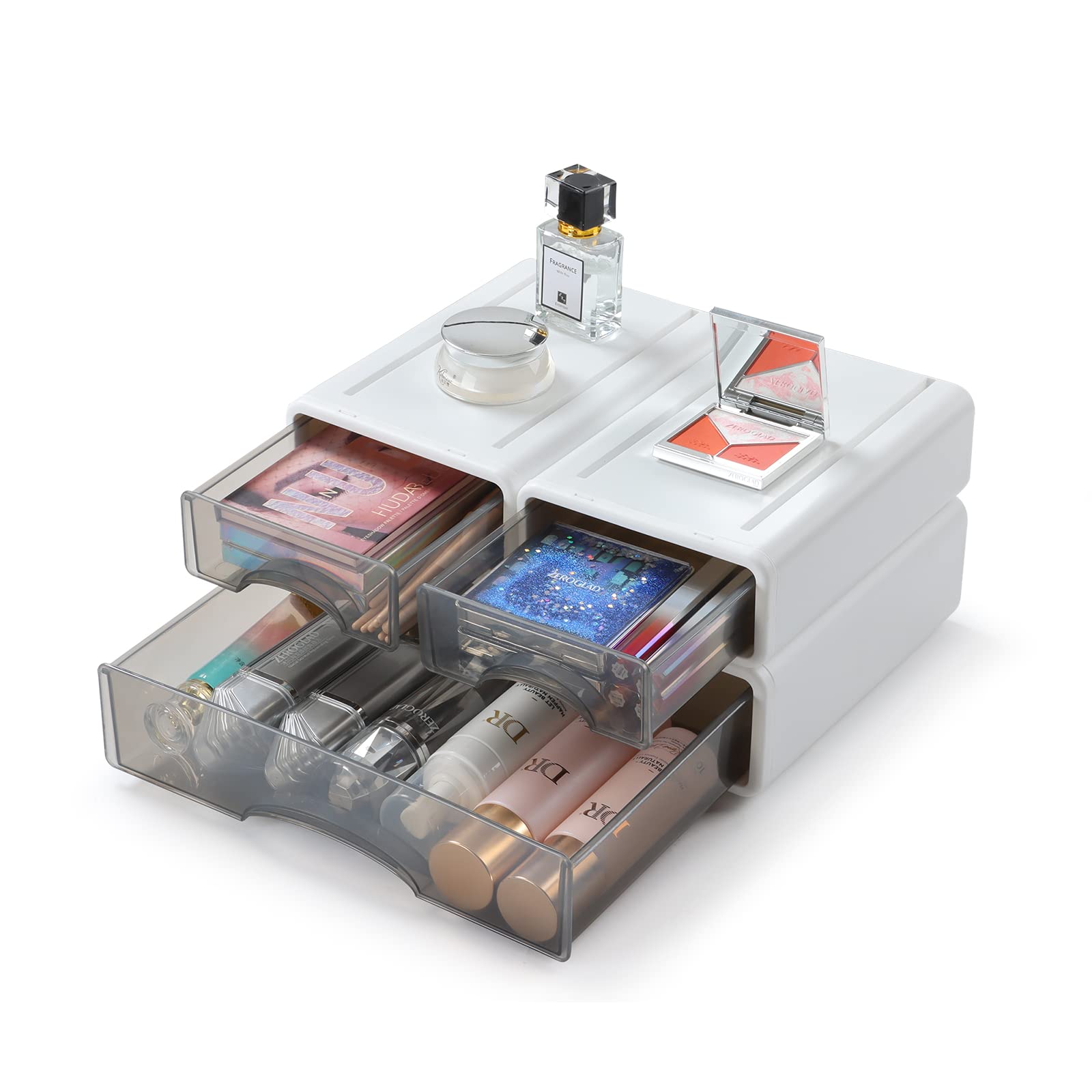 OSteed White Desktop Drawer Organizer Unit for Office Paper and Supplies