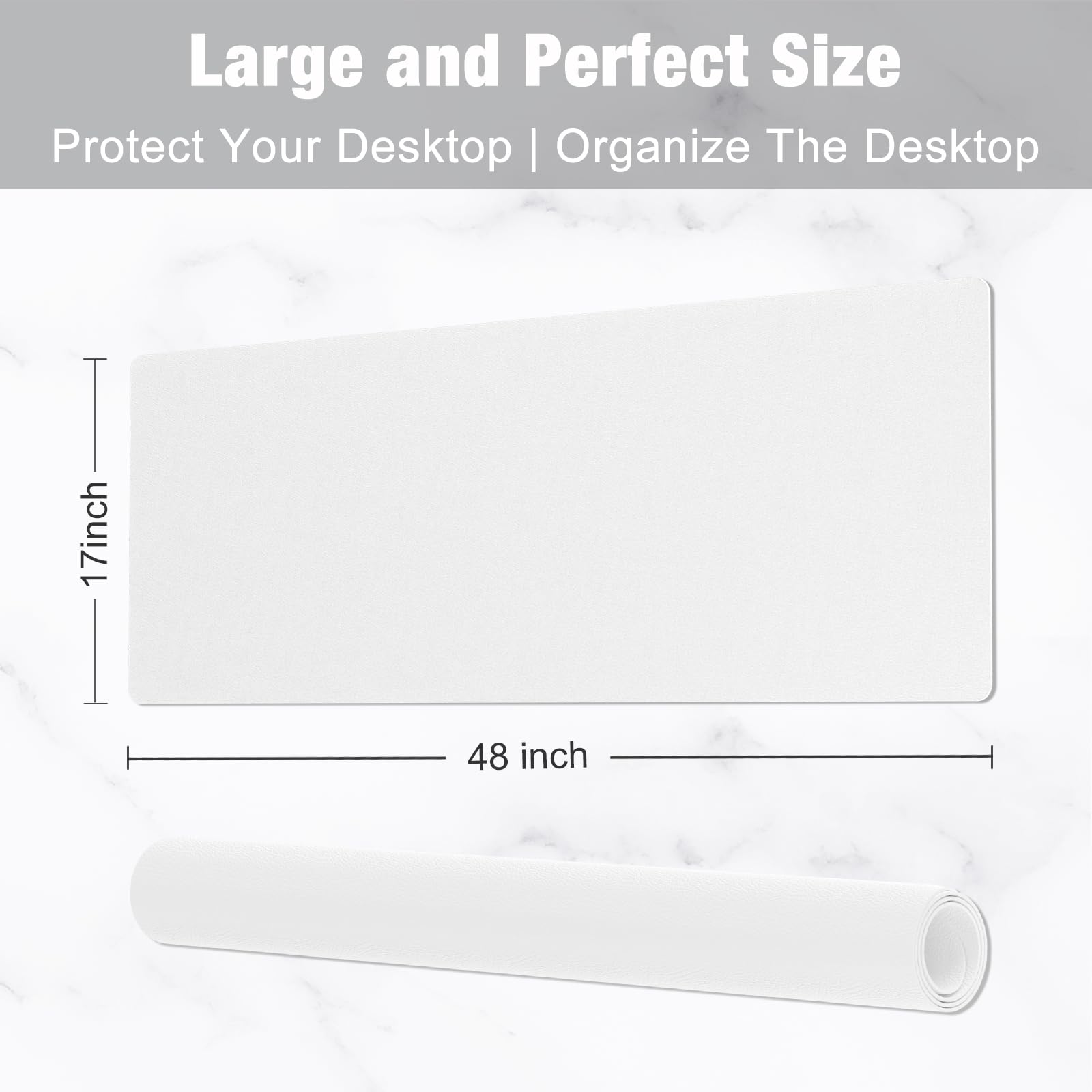 Hsurbtra Desk Pad, 48" x 17" PU Leather Desk Mat, XXXL Extended Mouse Pad, Waterproof Desktop