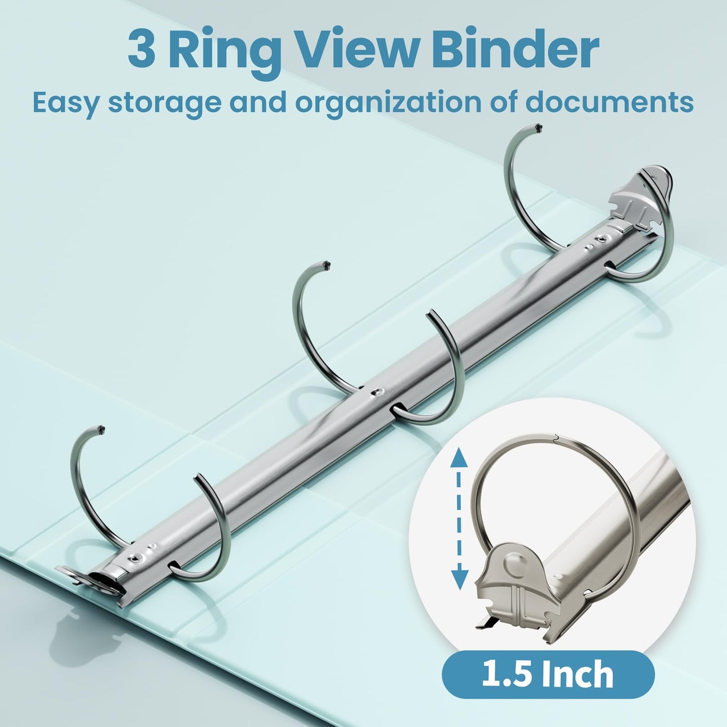 SUNEE 1.5 Inch Binders 3 Ring 4 Pack, Clear View 1 1/2 Inch Binders Three Ring PVC-Free (Fit 8.5x11