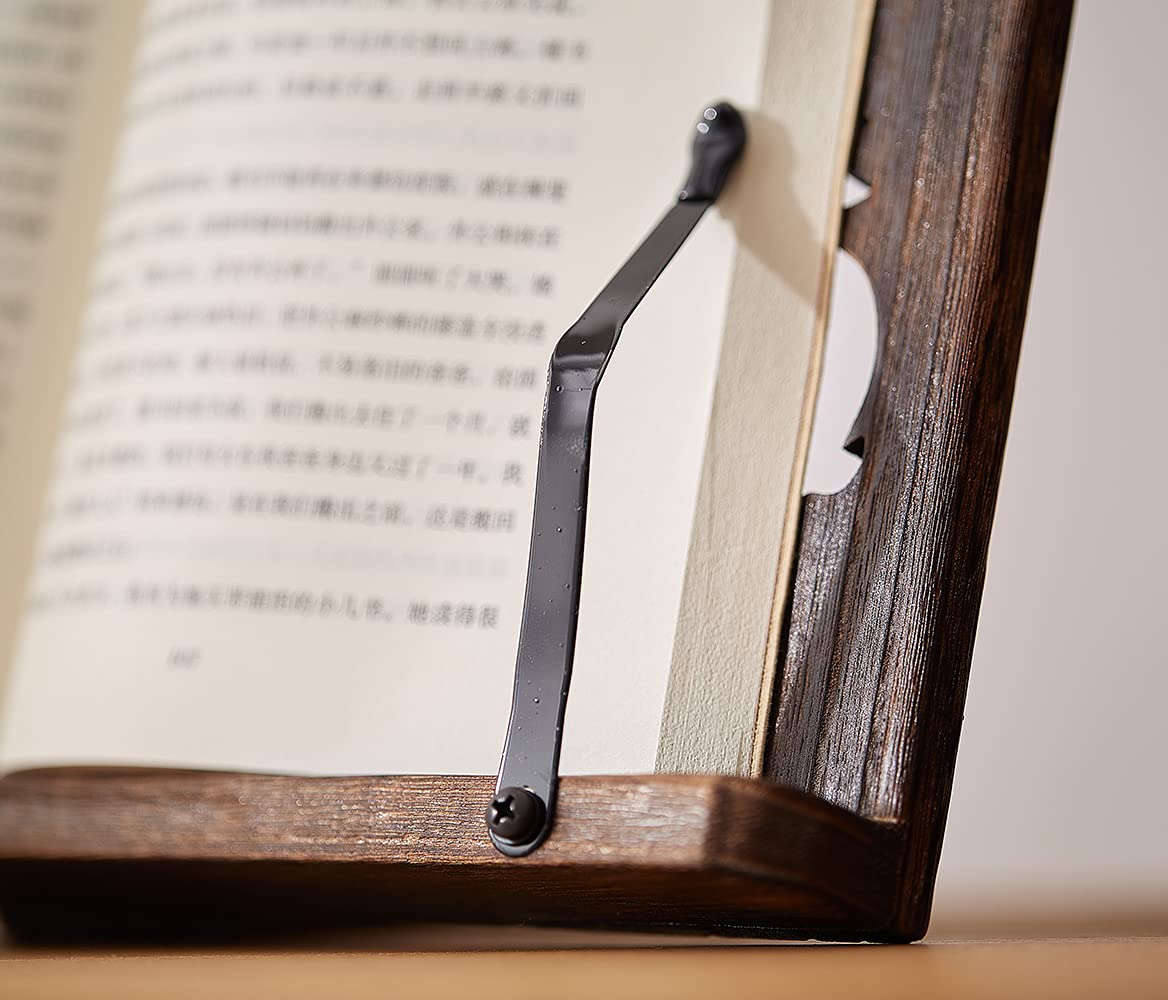 SINOBEST Book Stand with Page Clips, Foldable Reading Rest Holder, Portable Desk Bookrest