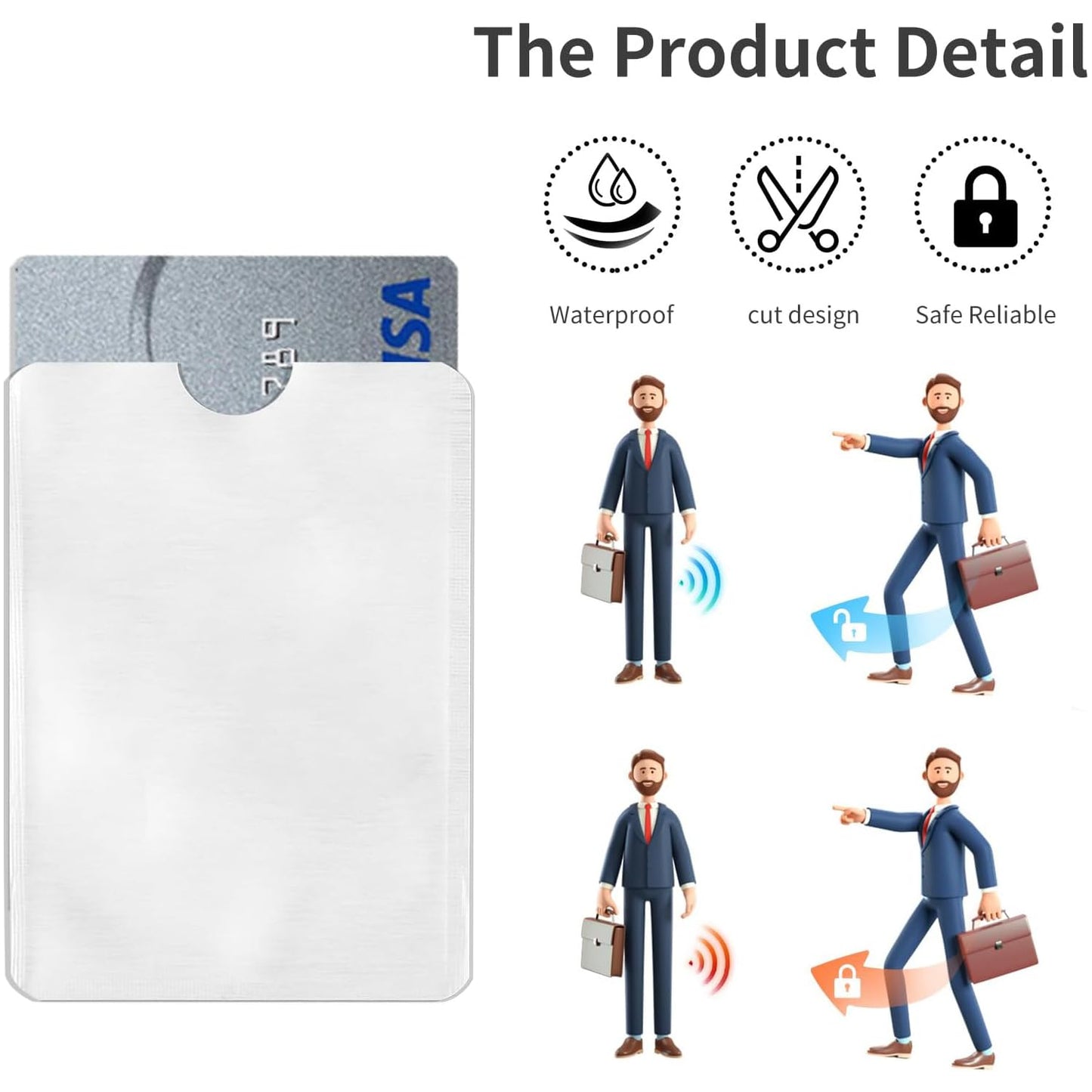 Owfeel RFID Blocking Secure Credit Card Sleeves Pack Of 50 Contactless Card Protection Holders