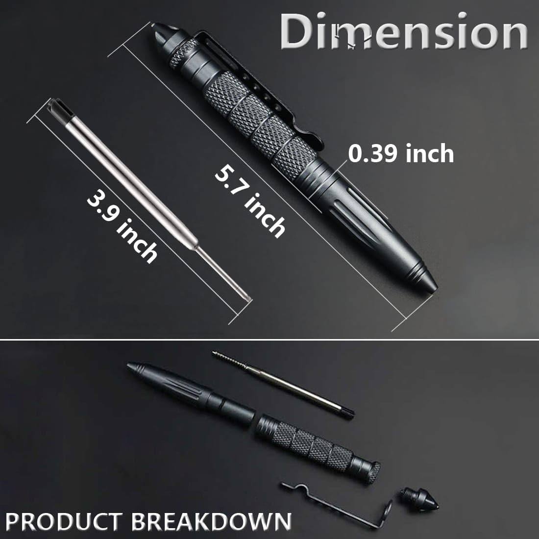 Lsqurel Tungsten Steel Tactical Pen with Glass Breaker