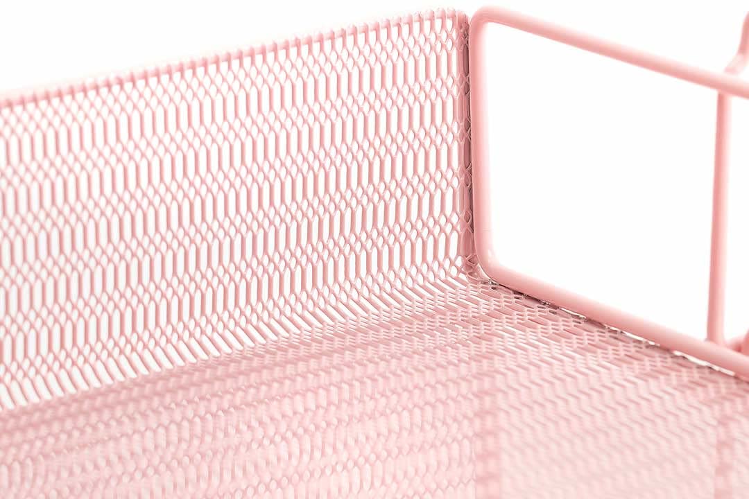 BLU MONACO | Paper Tray Stackable Pink Mesh Set of 2 | Stackable File Trays for Desk Organization |