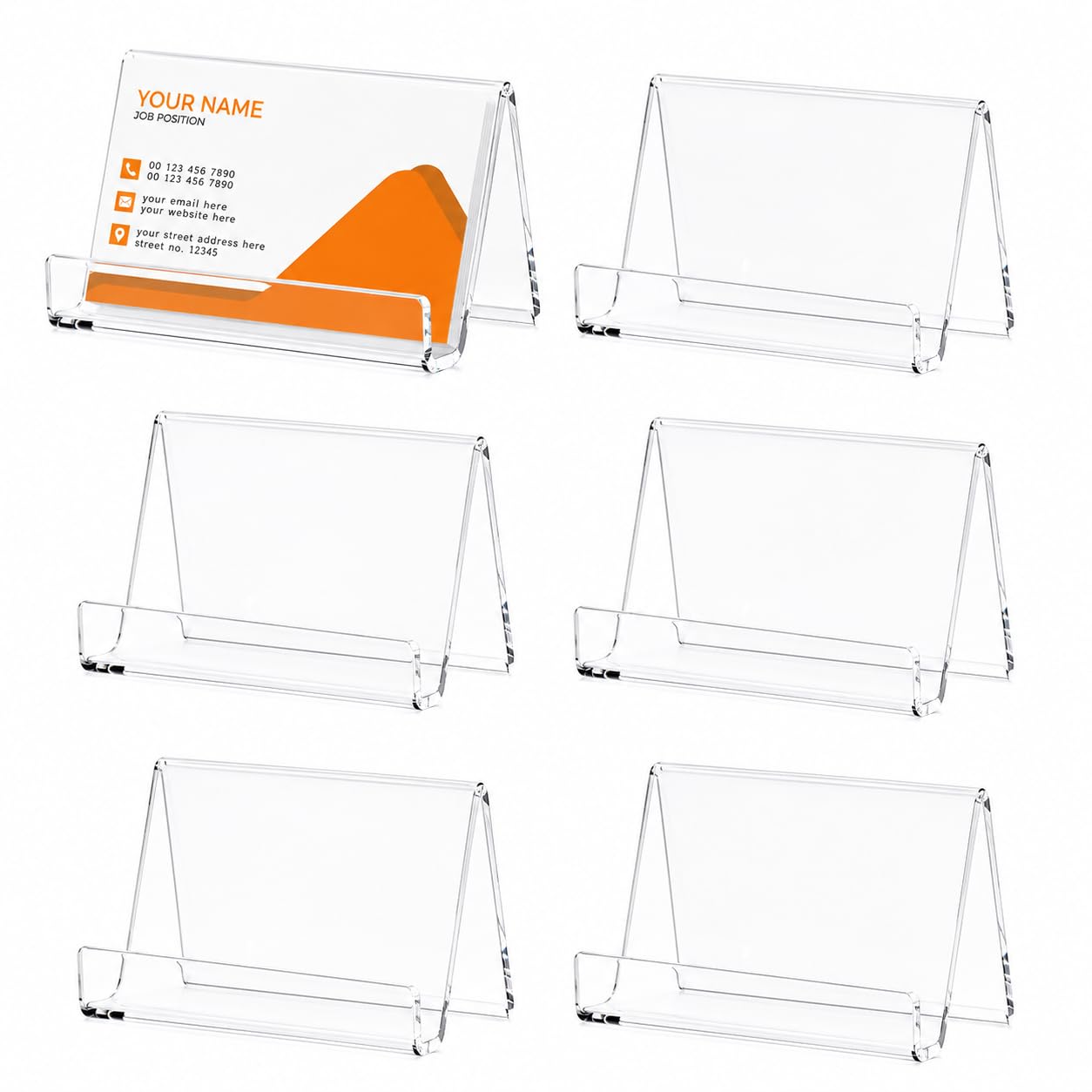 MaxGear Acrylic Business Card Holder for Desk 6 Pack