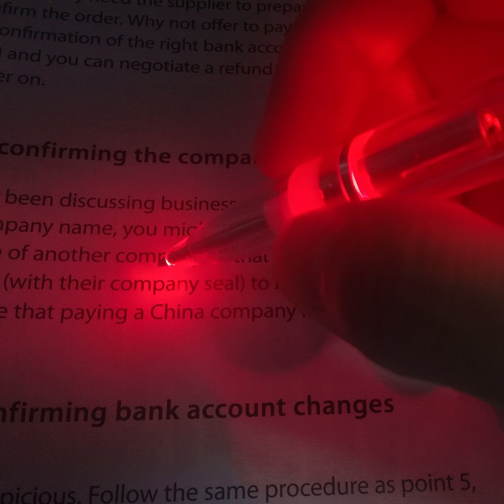 Glovion Led Light Pen,Penlight for Nighttime Writing -Red- Pack of 3 Pens