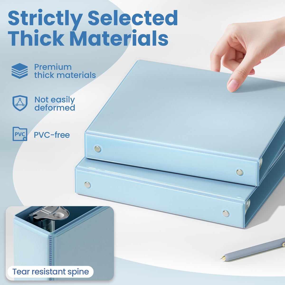 SUNEE 1 Inch Binders 3 Ring 6 Pack, Clear View Three Ring Binder PVC-Free (Fit 8.5x11 Inches) for