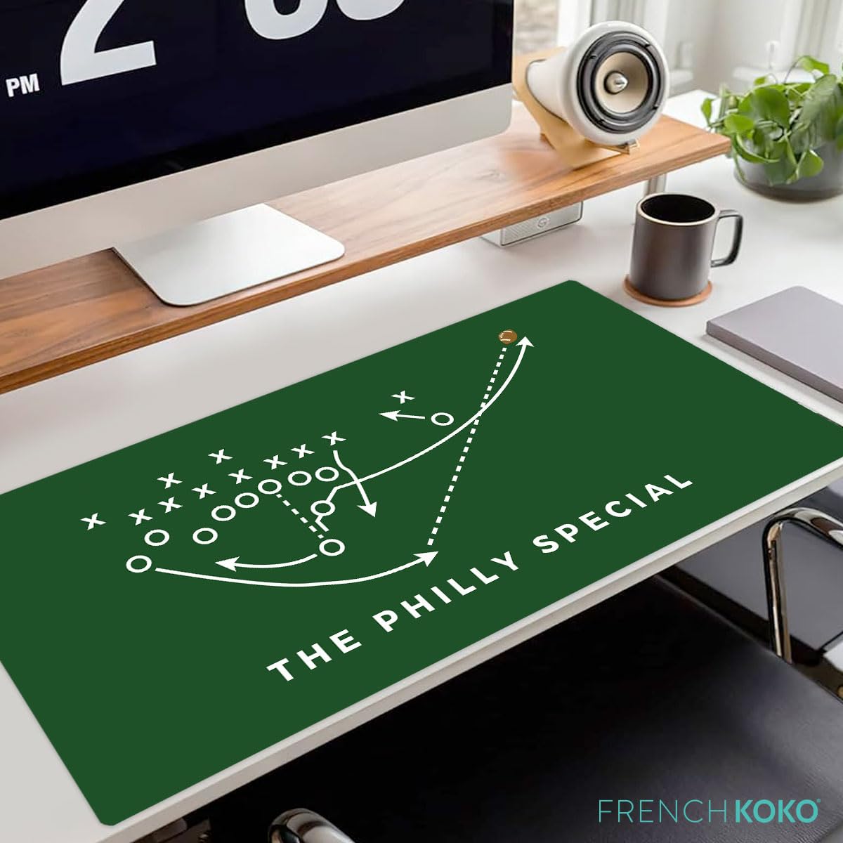 French KOKO Large Philadelphia Football Desk Mat 36" x 16.5" – XL Desk Pad Mat Featuring the Philly