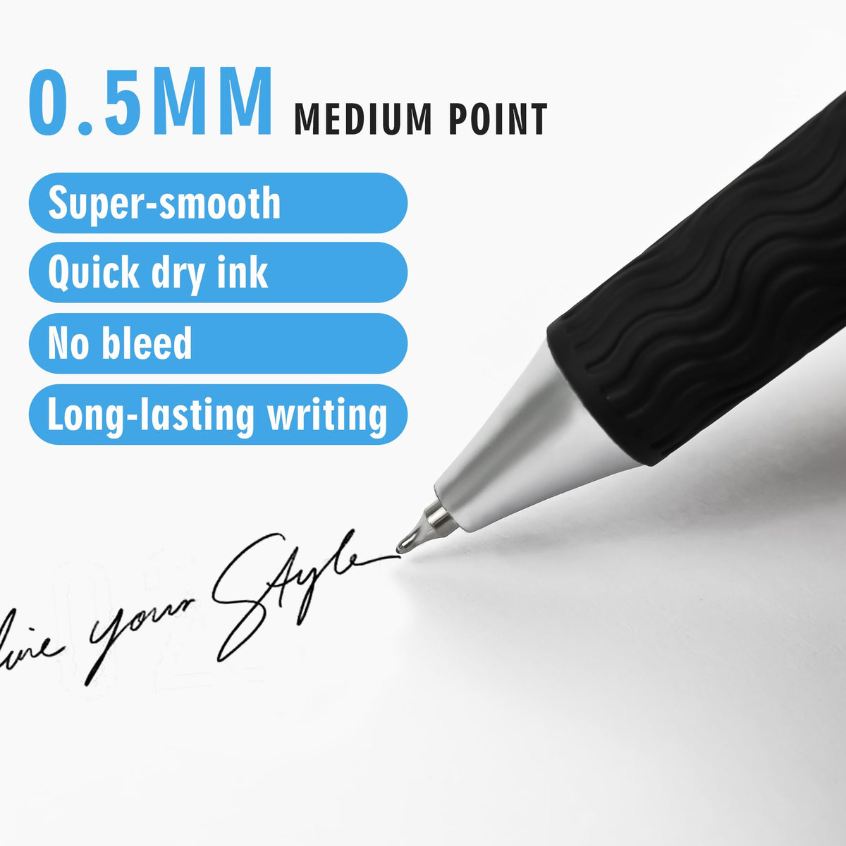 HZDIYAKE Black Gel Pens, 50Pack Bulk Black Gel Pens, 0.5mm Fine Tip, Black Ink, Smudge-Free