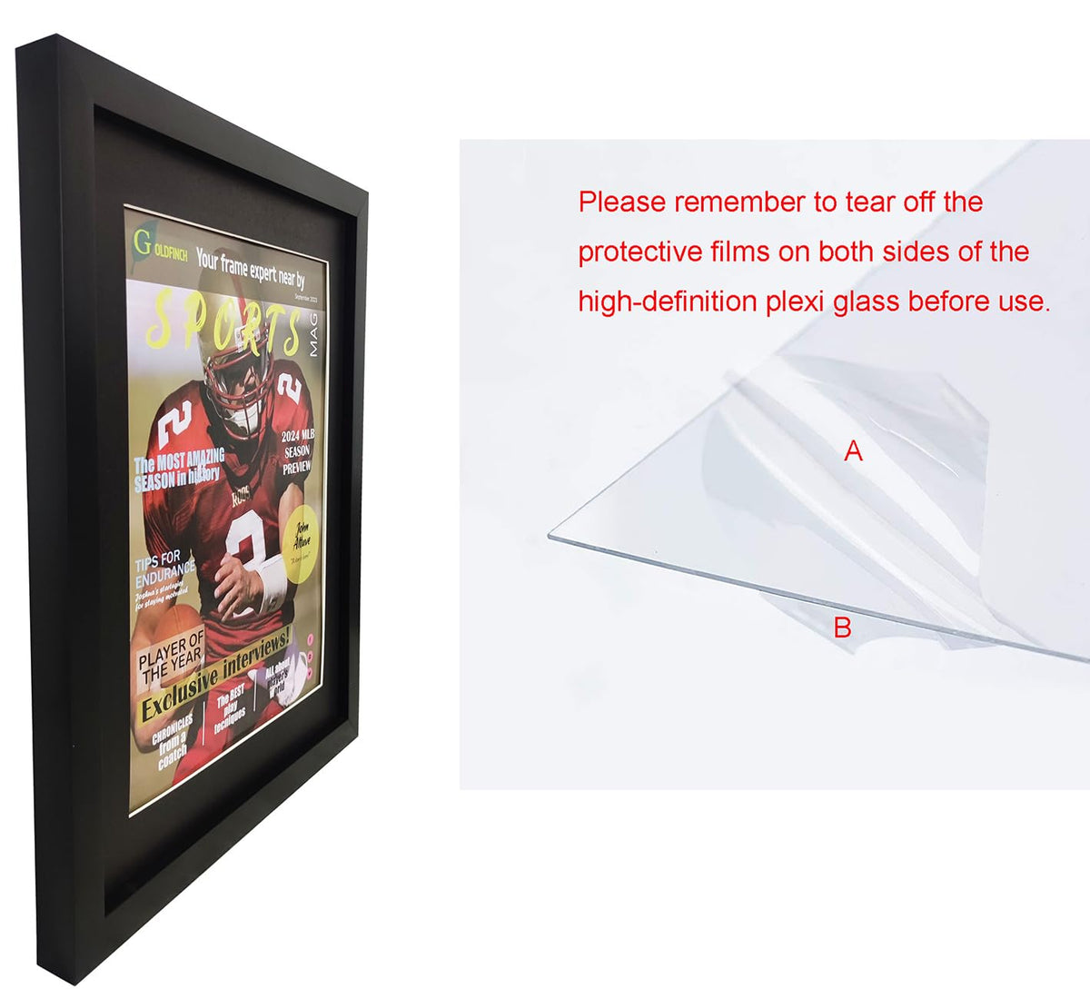 Goldfinch 4 Pack Sports Magazine Frame, Fits 8.5x11.25 & 8.25x11,Black Mats